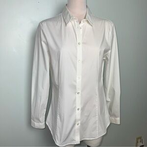 Burberry London White Stretch Cotton Button Down Shirt Size US 14